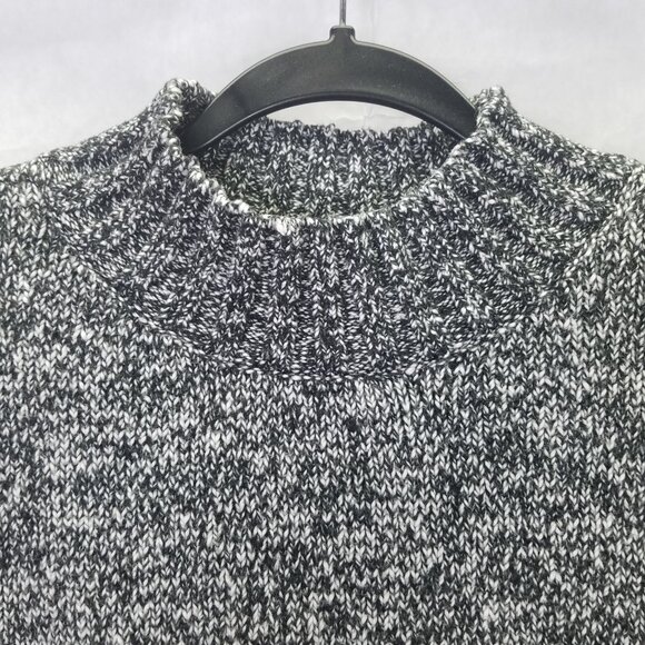 Loft Polar Bears Mock Neck Sweater Women's XL Marled Black White Stretch Knit - Picture 5 of 14
